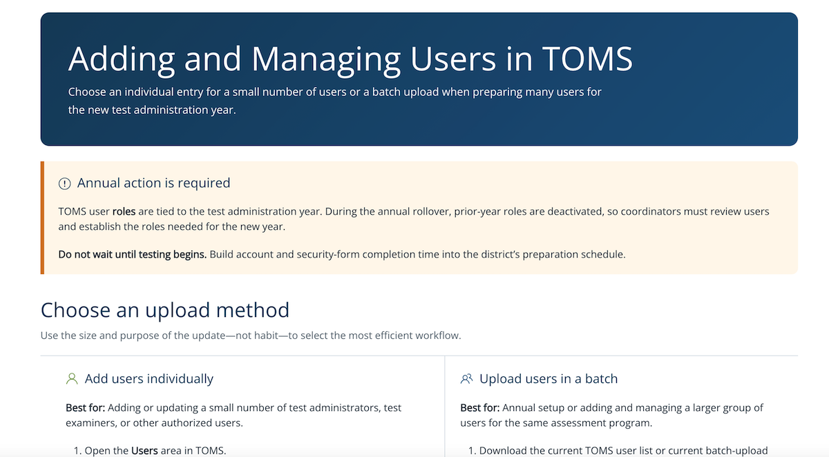 Adding and Managing Users in TOMS