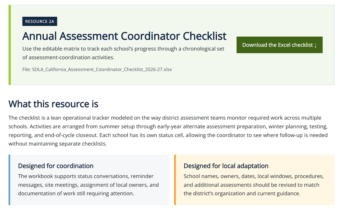 Annual Assessment Coordinator Checklist