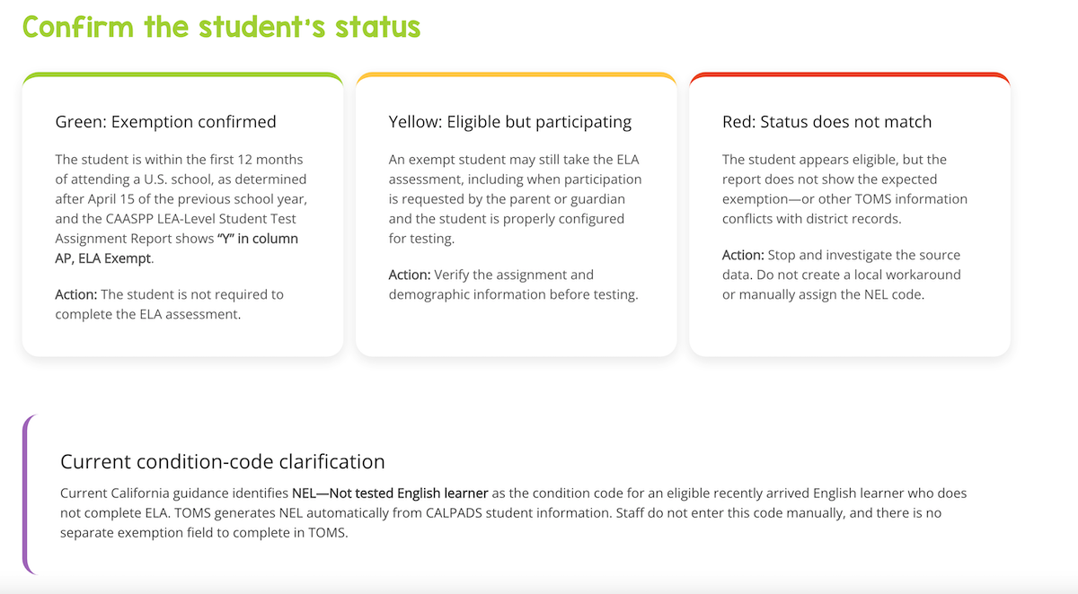 Newcomer Student Status
