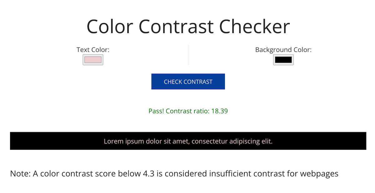 ADA Color Contrast Checker
