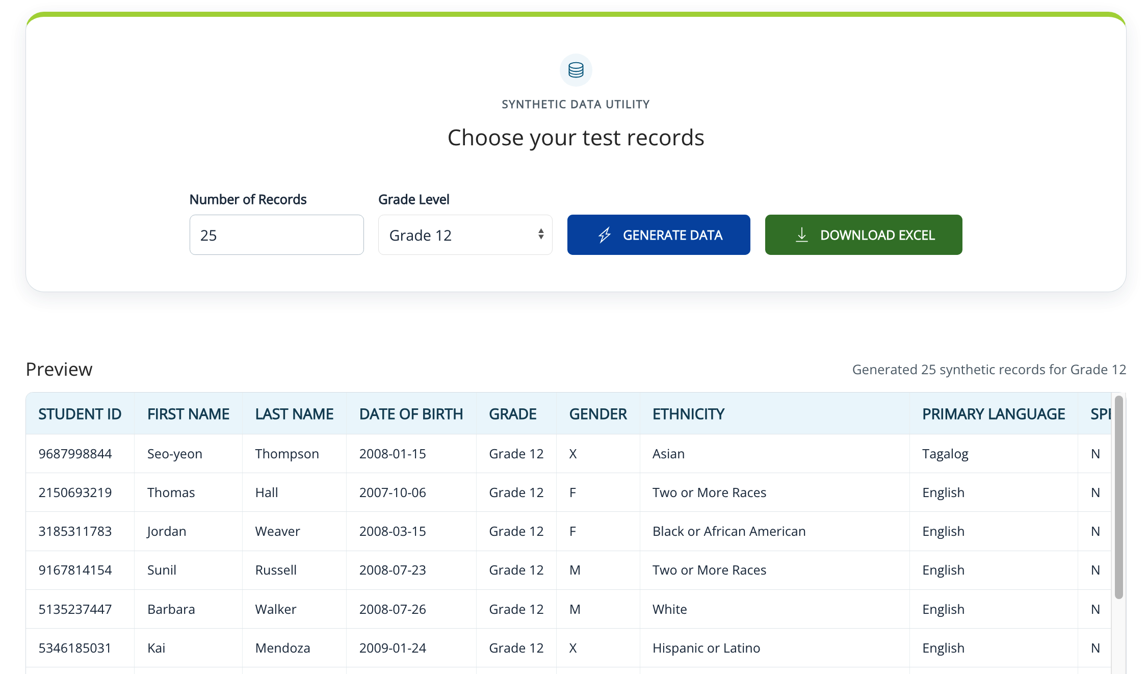 FERPA Safe Fake Student Info Generator