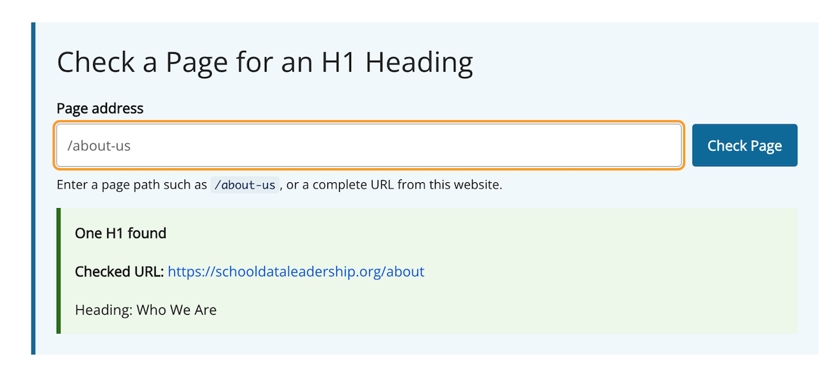 H1 Website Header Checker
