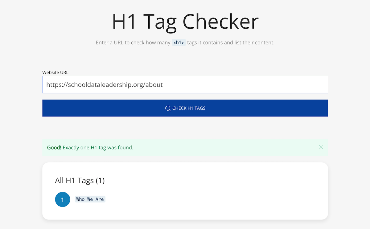 Multiple H1 tag checker