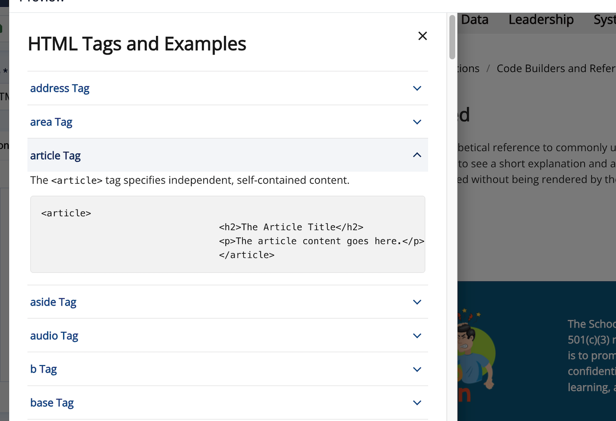 HTML Tags Lookup Tool