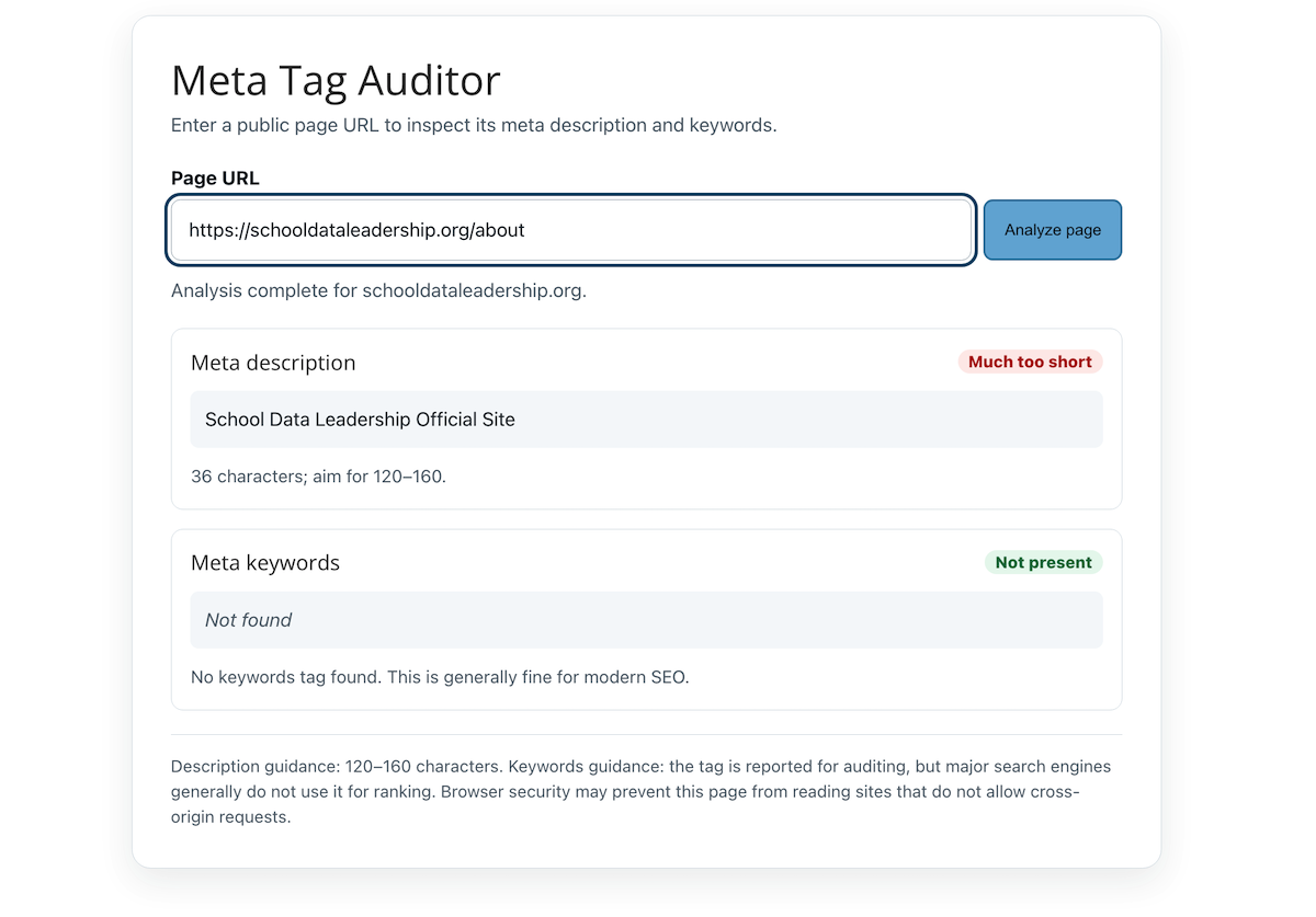 Meta Tag Auditor