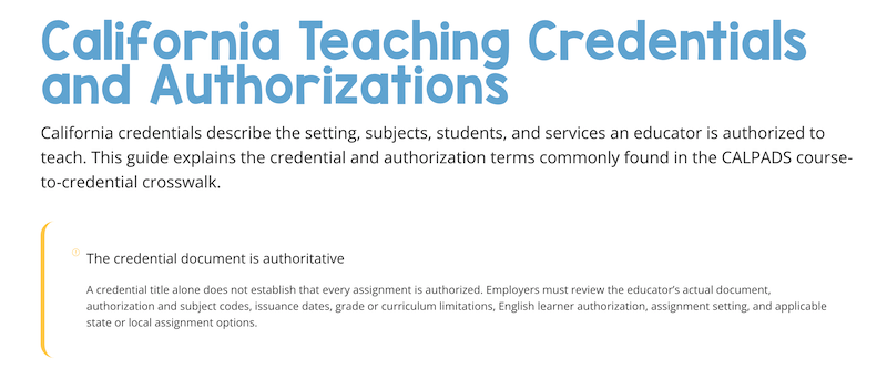 California Teaching Credentials and Authorizations