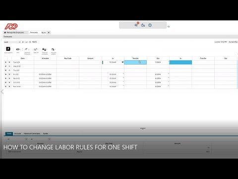 ADP: How To Change Labor Rules For One Shift