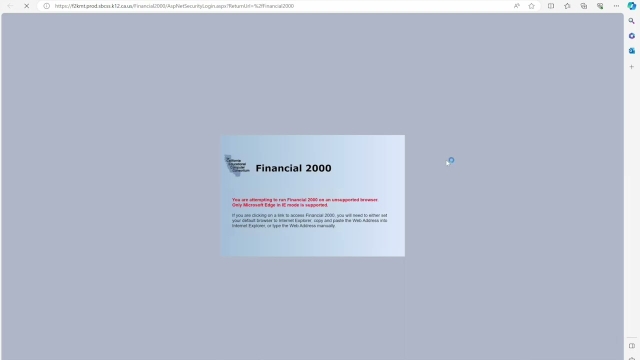 Financial 2000 in Internet Explorer Mode