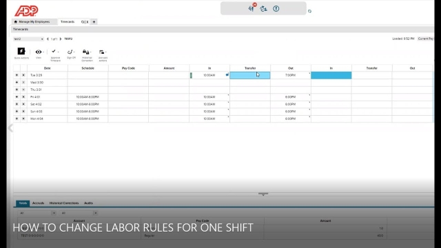 ADP: How To Change Labor Rules For One Shift