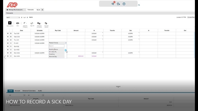 ADP: How To Record A Sick Day