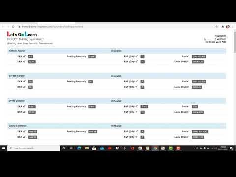 DORA Reading Equivalencies