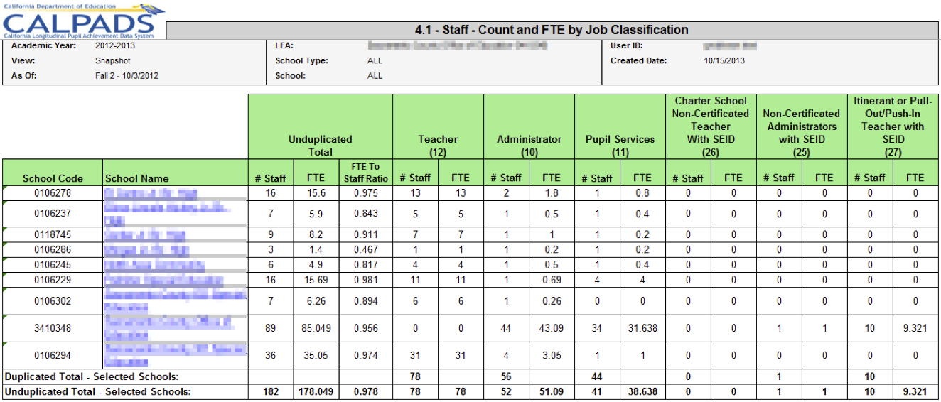 4.1 - Staff - Count and FTE by Job Classification