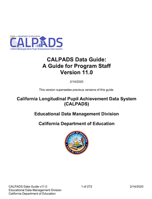 CALPADS Data Guide Version 11 (2020)